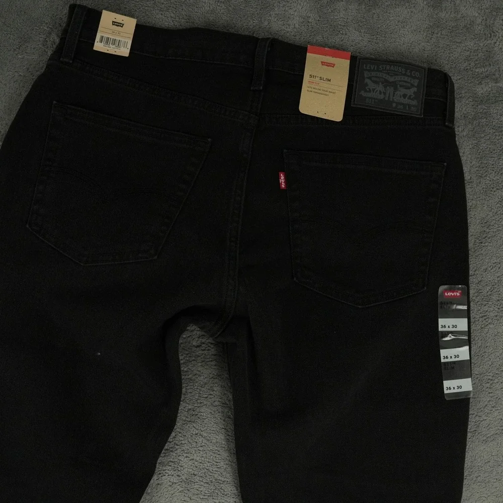 Levi's 511 Jeans Mens 36x30 Black Slim Fit Stretch‎ Denim Classic Casual Grunge